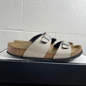 Birkenstock Arizona Cream Leather Sandals Slide Slip On Women's 40 EU/9 US